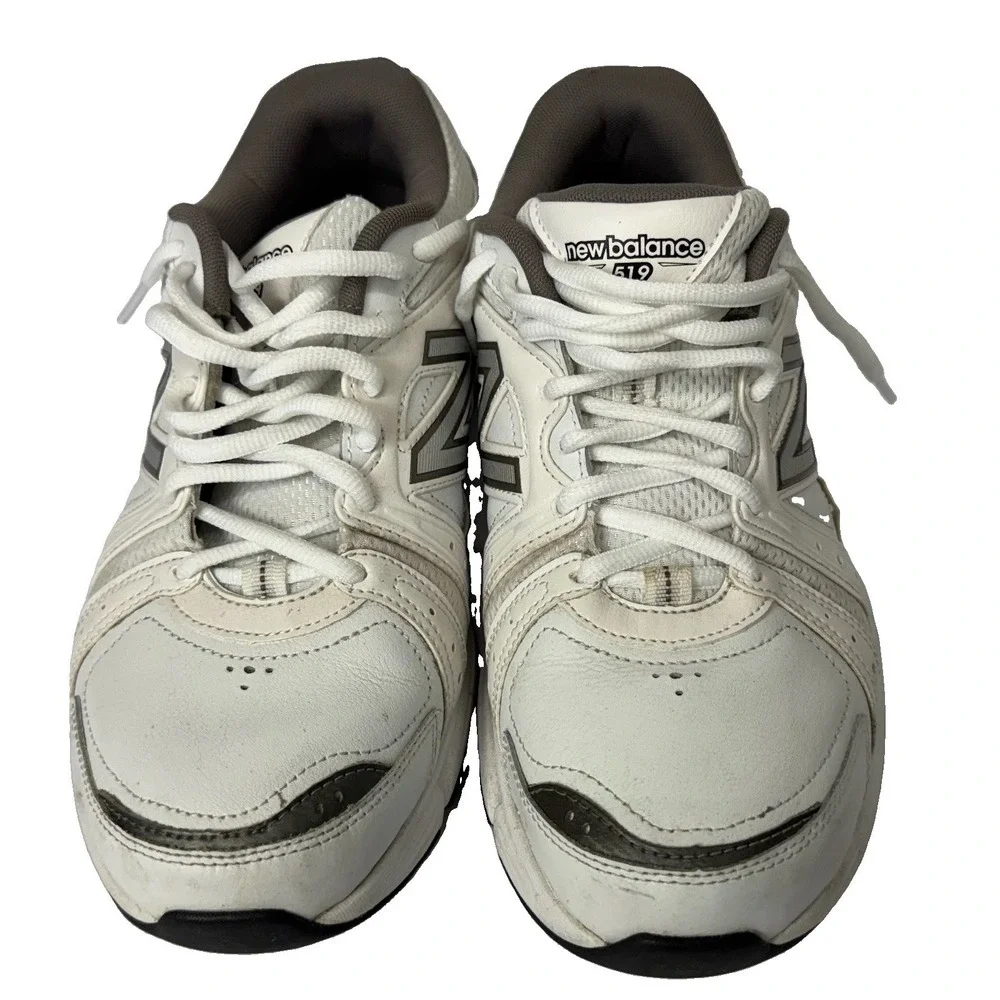 Mens New Balance 519 Abzorb Walking Shoes Sz 8.5 White Leather Gray MX519WG